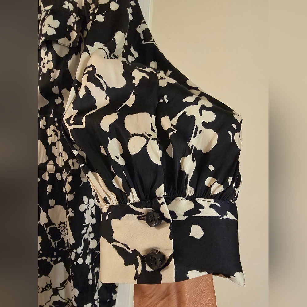 Joie Woman Navy Silk Like Button Print Dress, Size, S - Picture 7 of 14